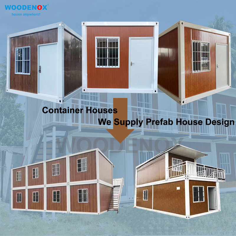 Prefabrikitaj Modulaj Hejmoj Pograndisto Wood Grain Detachable Container House