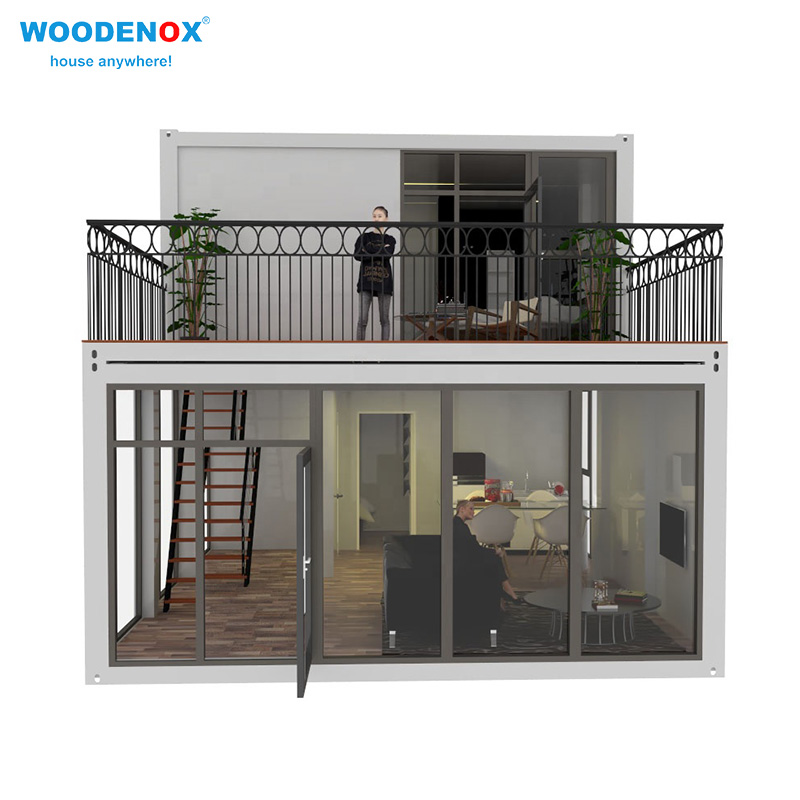 Two Storeis Prefab Flat Pack Container Houses Factory WFPH30 - WOODENOX